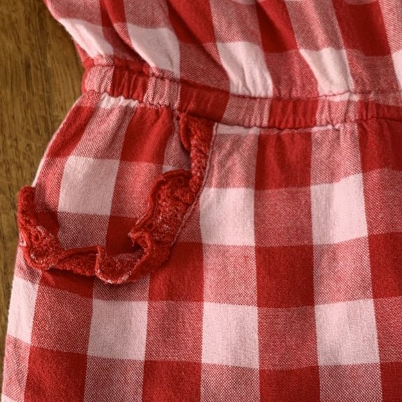 MONSOON Baby Girls Romper 3-6 Embroidered Red & White Checks Infant Playsuit - Picture 6 of 7